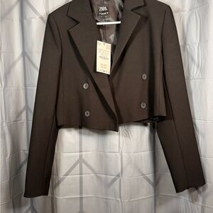 Zara Women's BLACK Cropped Blazer